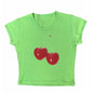 Harajuku Cherry Graphic Print T-Shirt - Yellow -