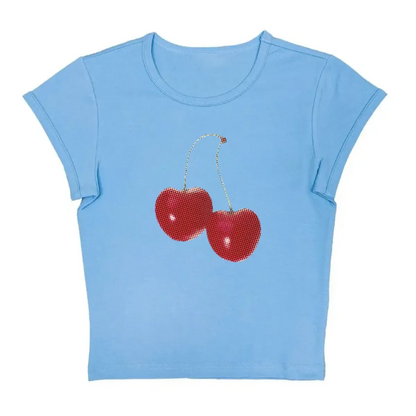 Harajuku Cherry Graphic Print T-Shirt - -