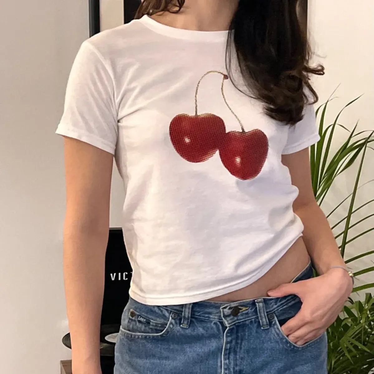Harajuku Cherry Graphic Print T-Shirt - -