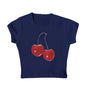 Harajuku Cherry Graphic Print T-Shirt - Black -