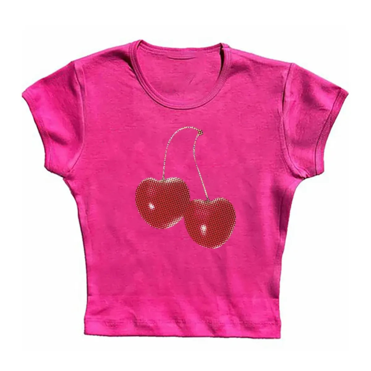 Harajuku Cherry Graphic Print T-Shirt - Blue -