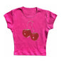 Harajuku Cherry Graphic Print T-Shirt - Blue -