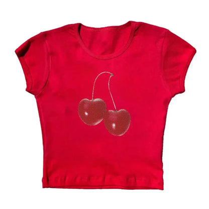 Harajuku Cherry Graphic Print T-Shirt - -