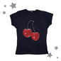 Harajuku Cherry Graphic Print T-Shirt - Brown -