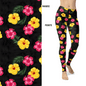 Paradise Hawaiian Hibiscus Pink Yellow Leggings with Pockets - XXS-XS = Tween (XS-Small) - Apparel