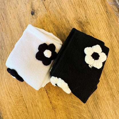 Puffy Daisy Embellished Socks Set Of 2