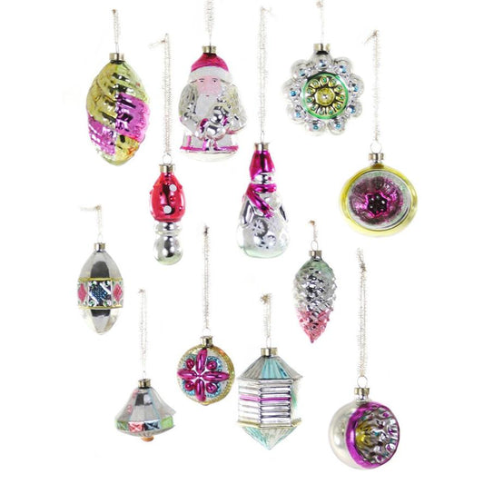 Vintage Inspired Heirloom Glass Christmas Ornaments Large Assortment of 12 - - Holiday Ornaments