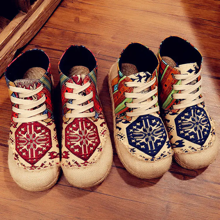 Embroidered Women's Canvas Non-Slip Boots - Kia Day Design