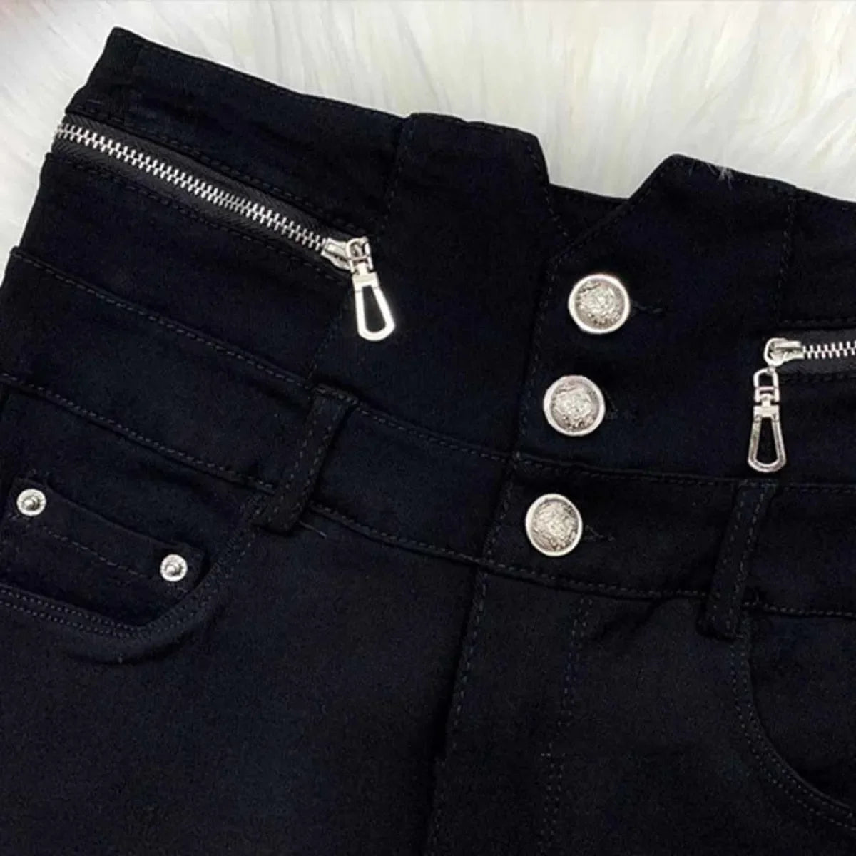 Korean Fashion High Waist Pencil Pants - -