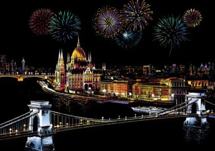 City Night Scratch Painting - 1 style 40.5x28.5cm - art paper