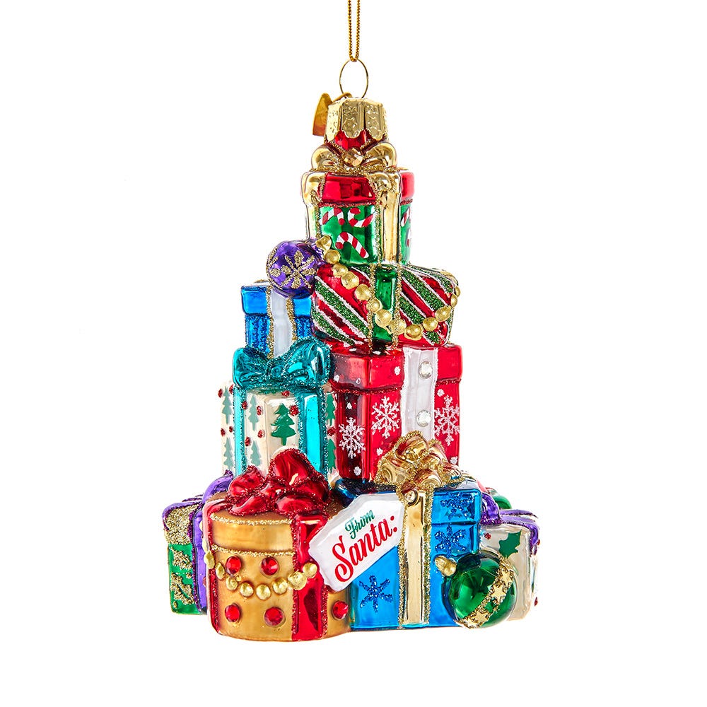 Bellissimo Glass Stacked Presents Ornament - Default Title - Christmas >> Ornaments >> Glass
