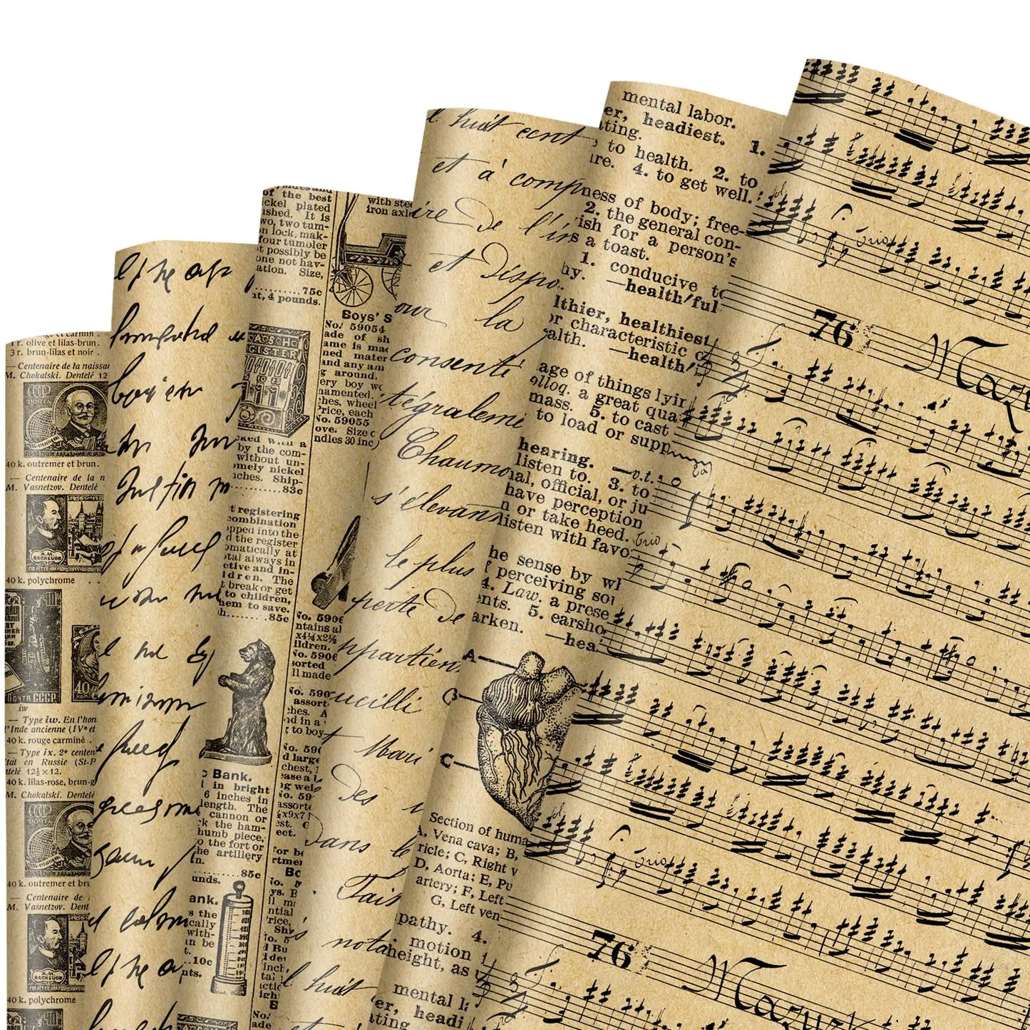 JarThenaAMCS 12 Sheet Vintage Newspaper Wrapping Paper -Not Roll- Retro Gift Wrap Paper Folded Flat Art Paper for DIY Crafts Gift Wrapping 19.7 x 27.6 Inch