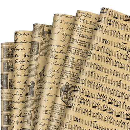 JarThenaAMCS 12 Sheet Vintage Newspaper Wrapping Paper -Not Roll- Retro Gift Wrap Paper Folded Flat Art Paper for DIY Crafts Gift Wrapping 19.7 x 27.6 Inch
