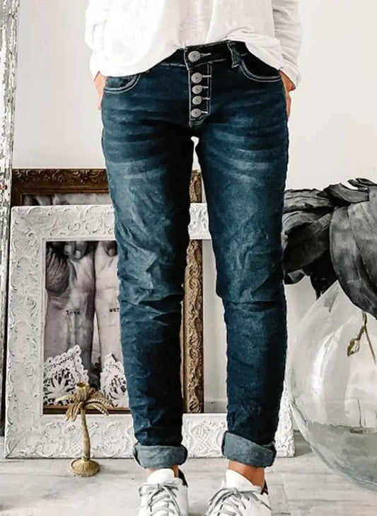 Women's LAZADA Five-Button Denim Skinny Jeans - Kia Day Design