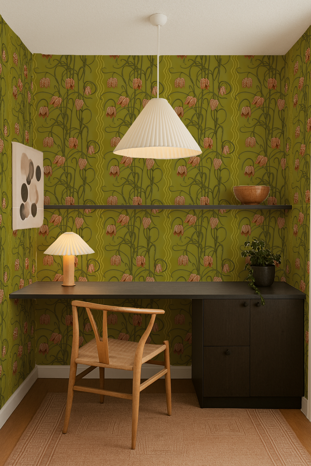 Campanas Wallpaper, chartreuse and orange- Samantha Santana Creative- {{Product type}}