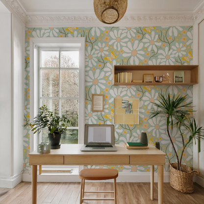 Spring Daze Wallpaper, mint- Samantha Santana Creative- {{Product type}}
