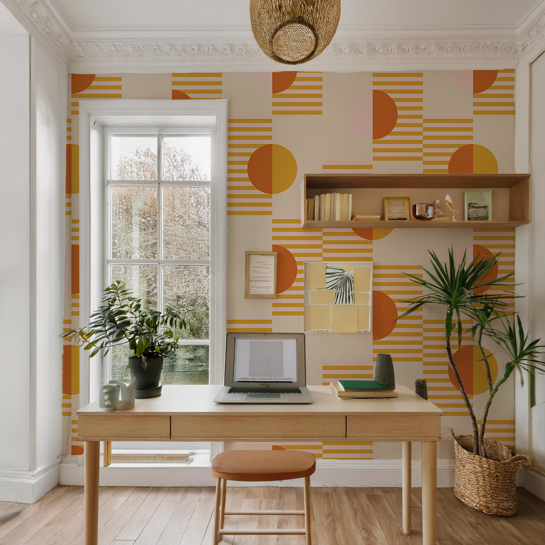 Summer Suns Wallpaper, yellow and orange- Samantha Santana Creative- {{Product type}}