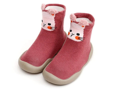 Unisex Baby First Shoes Red Wine Rabbit