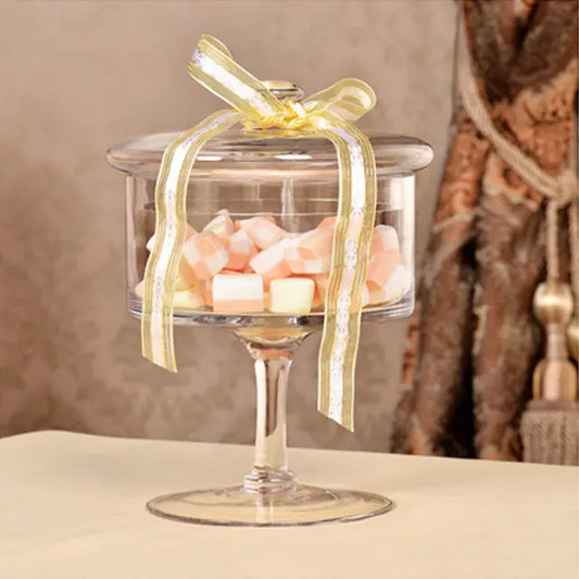 European Style Tall Transparent Glass Candy Jar with Lid - Kia Day Design