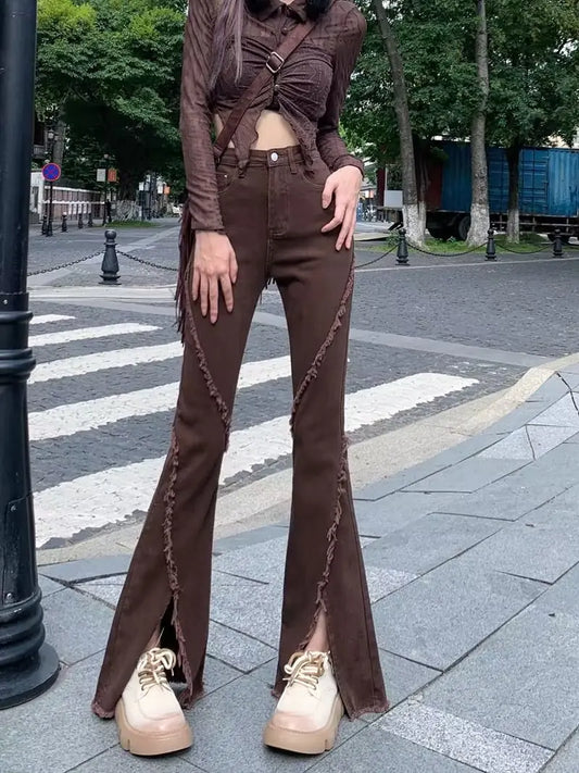 Rugged Slim Fit Horseshoe Design Jeans Kia Day Design