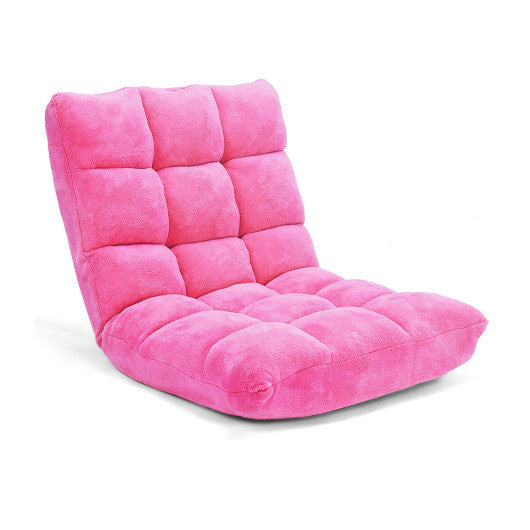Adjustable 14-position Cushioned Floor Chair-Pink - - Home & Garden