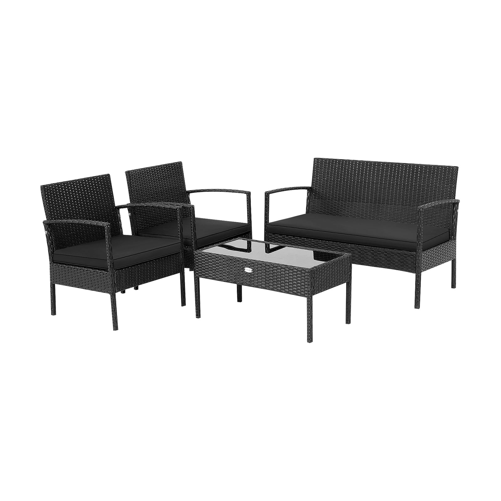 4 Pieces Patio Rattan Furniture Set with Cushion- DirectDeals- {{Product type}}