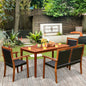 4 Pieces Acacia Wood Patio Rattan Dining Furniture Set- DirectDeals- {{Product type}}