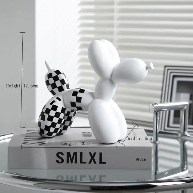 Checkerboard Balloon Dog Sculpture