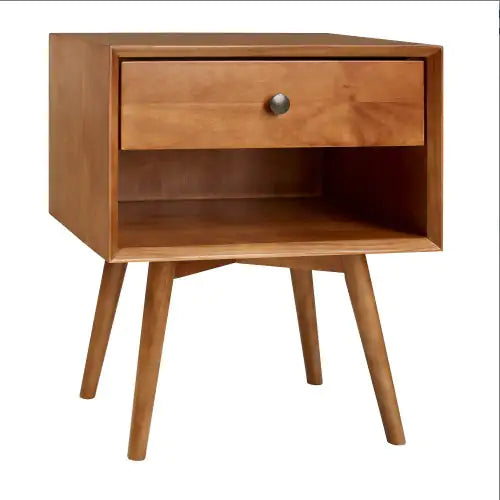 Single-Drawer Solid Wood Nightstand - Kia Day Design