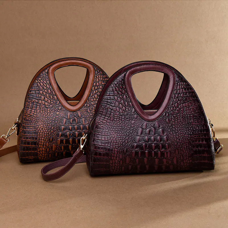 Ladies One Shoulder Embossed Soft Leather Tote Kia Day Design