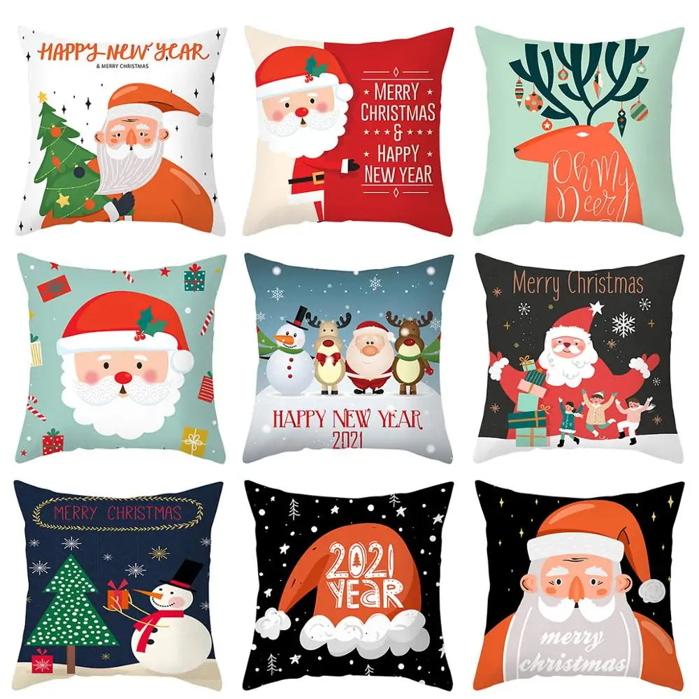 Cartoon Christmas Pillow Cover Kia Day Design