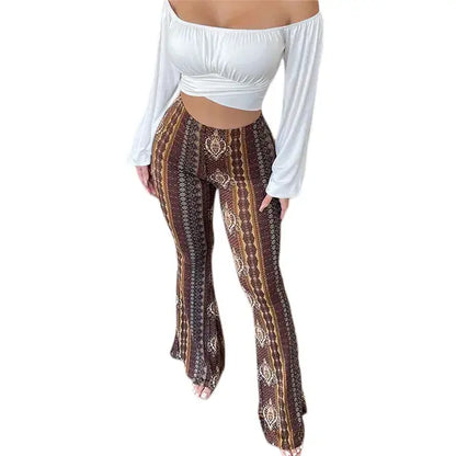 Ethnic Tribal Print Palazzo Hose Brown Small