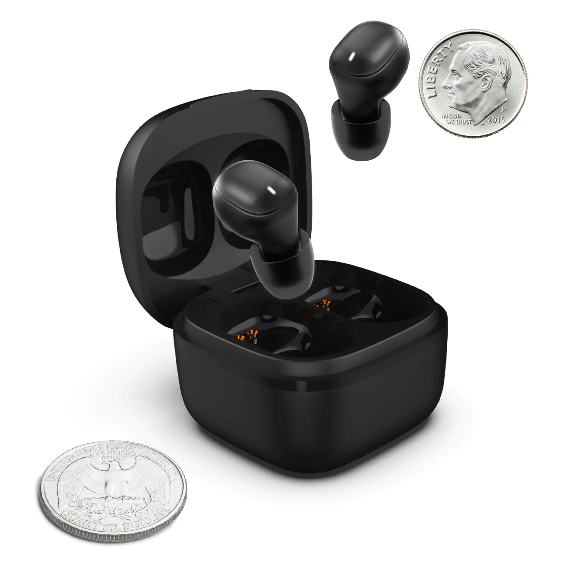 Coby Mini True Wireless Earbuds Worlds Smallest Wireless Ear Buds Lightweight in-Ear Headphones & Case Built-in Mic | Bluetooth Headphones 12-HR Play (Black) Kia Day Design