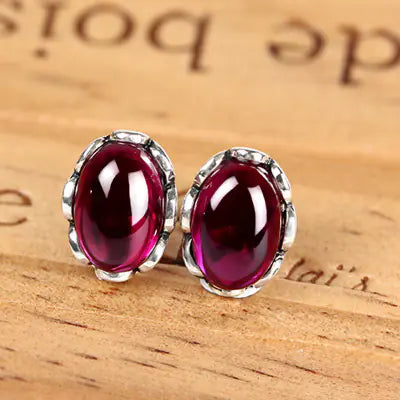 Vintage Punk Ruby Claw Earrings for Women