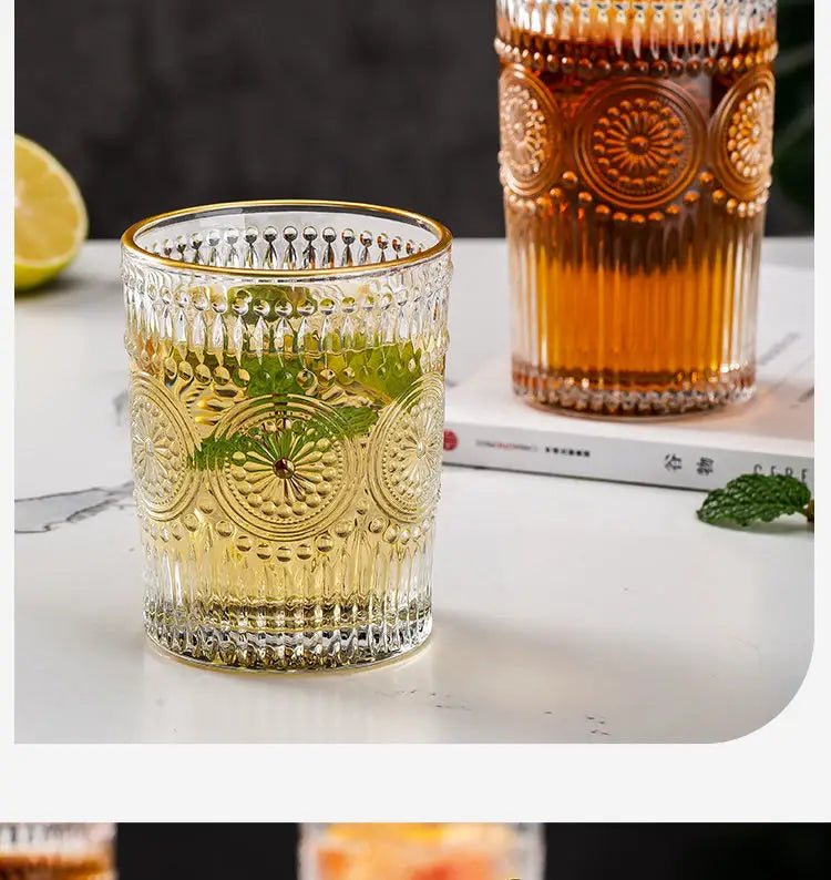 Embossed Sunflower Glass Mug - Scandinavian Style Drinkware Kia Day Design