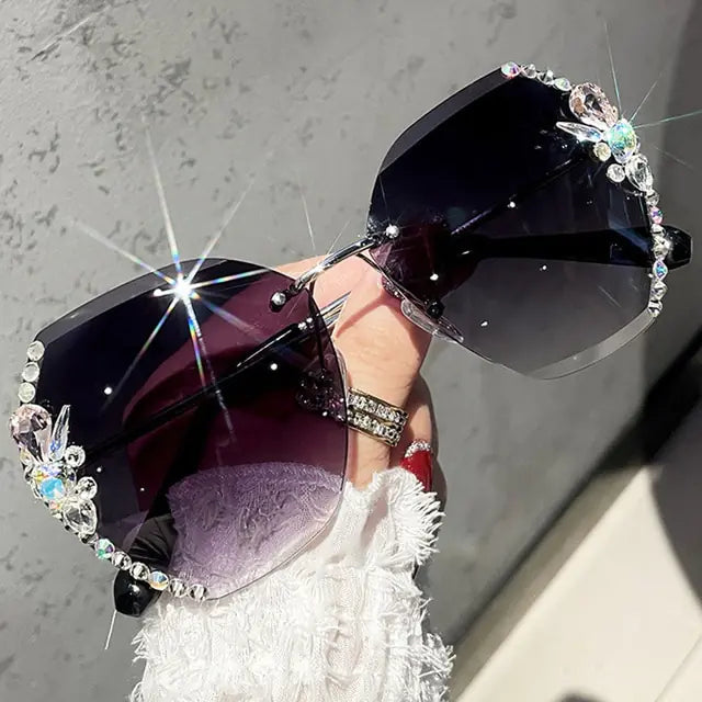 Vintage Rimless Rhinestone Sunglasses