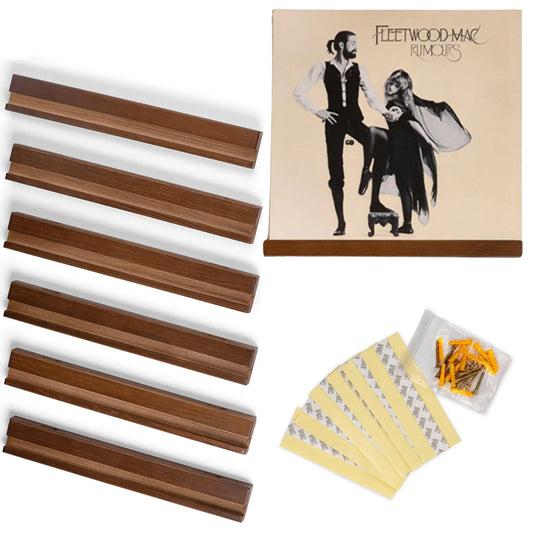Pack of 6 Pinewood Vinyl Record Holder Wall Mount with 2 Mounting Options - Kia Day Design
