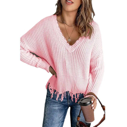 New Women's Cotton Knitted Sweater with Tassels Kia Day Design