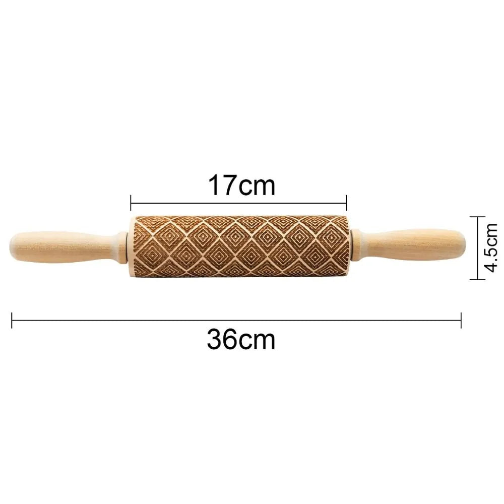 Wooden Embossing Rolling Pin