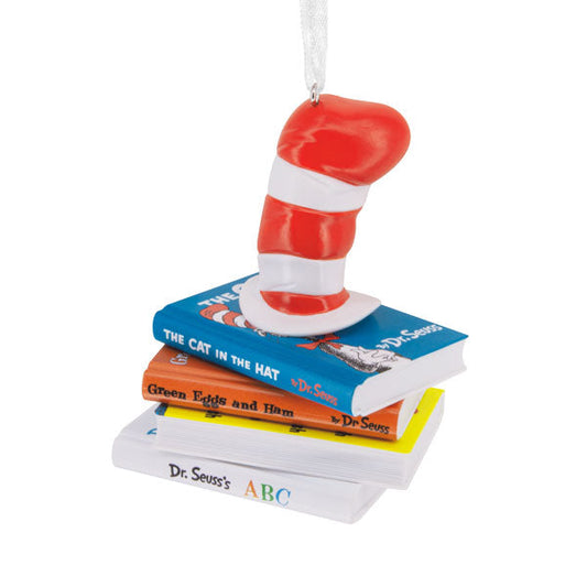 Dr. Seuss Hat on Books Christmas Ornament - Default Title - Christmas >> Ornaments >> Licensed