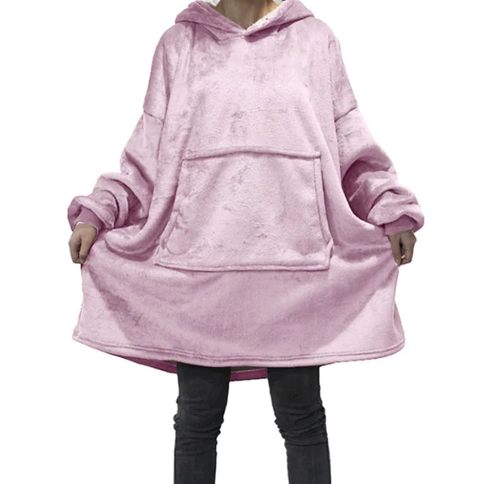 Winter Warm TV Blanket with Sleeves Big Pocket Fleece Family