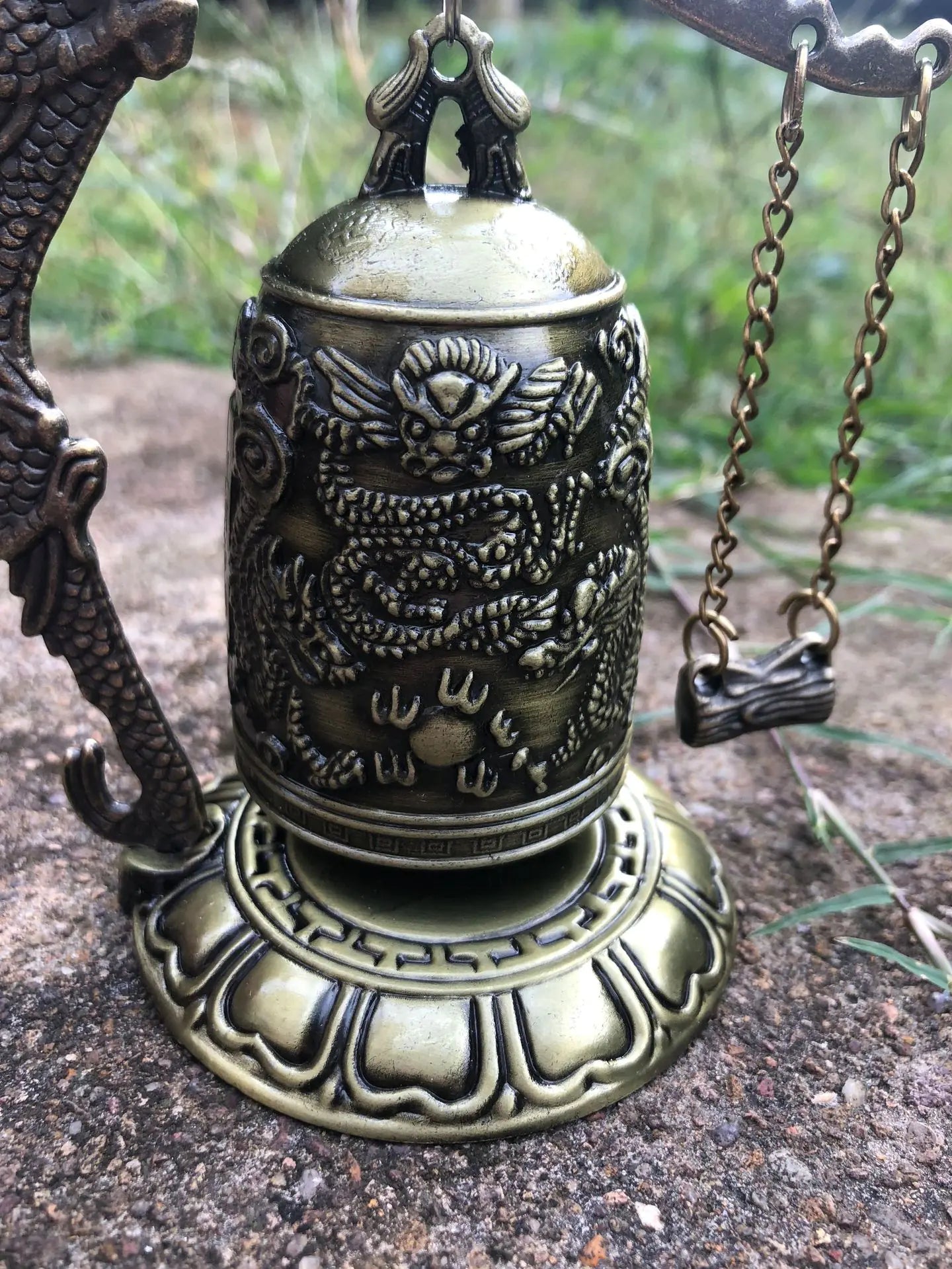 Bronze Monk Dragon Bell Wind Chime Decorative Piece - - windchime