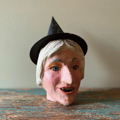 Retro Halloween Hag Paper Mache Witch - - Fall & Halloween