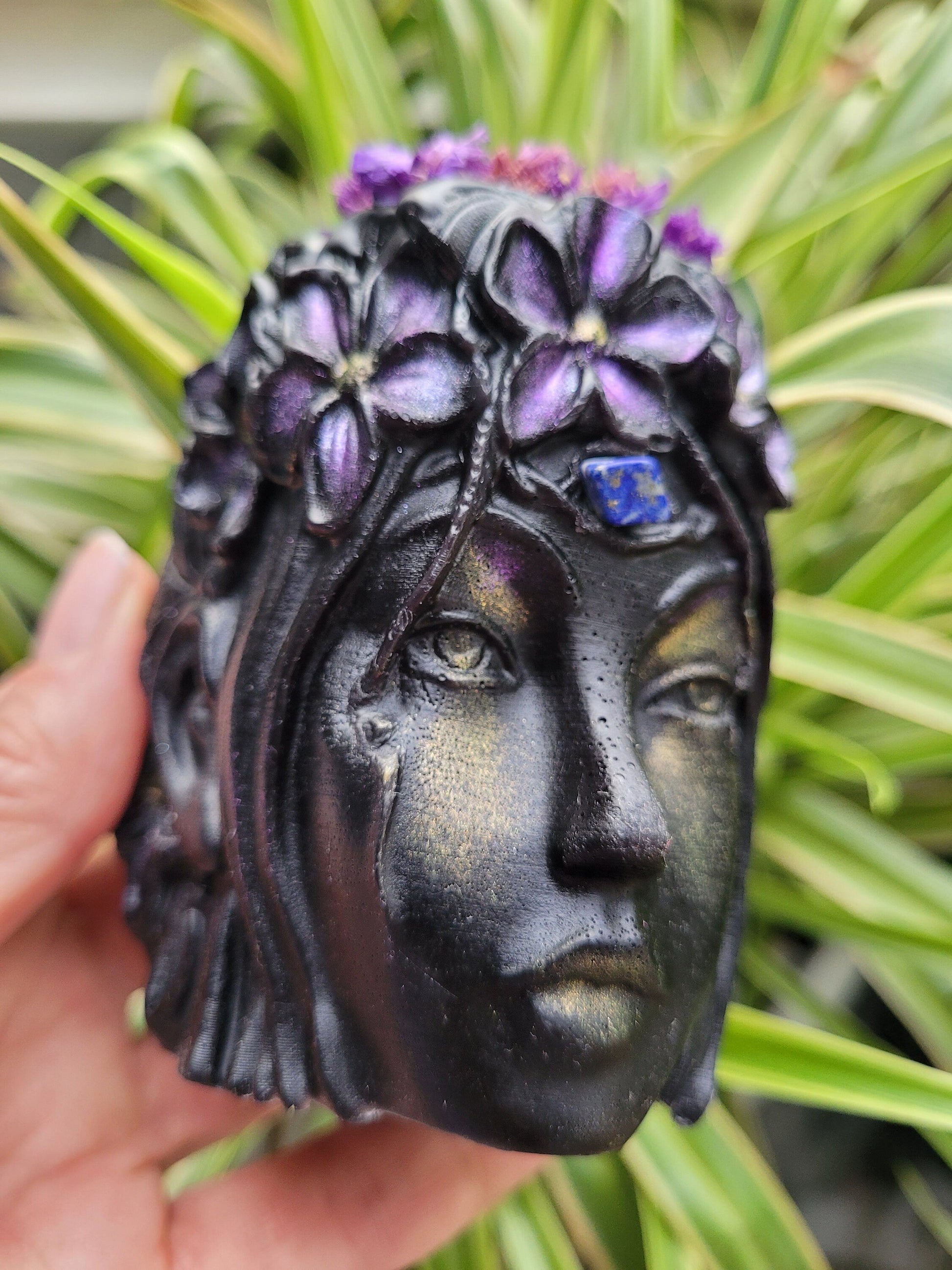 Earth Goddesss Head- Adorned - - Candle