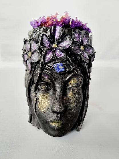 Earth Goddesss Head- Adorned - - Candle
