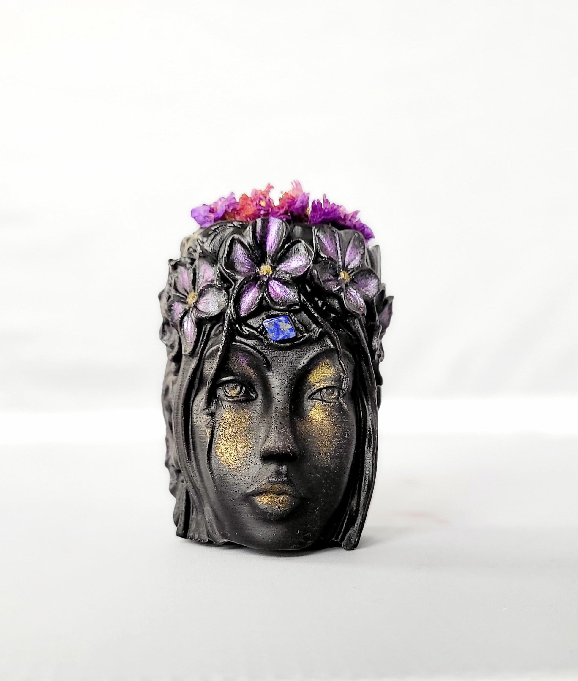 Earth Goddesss Head- Adorned - - Candle