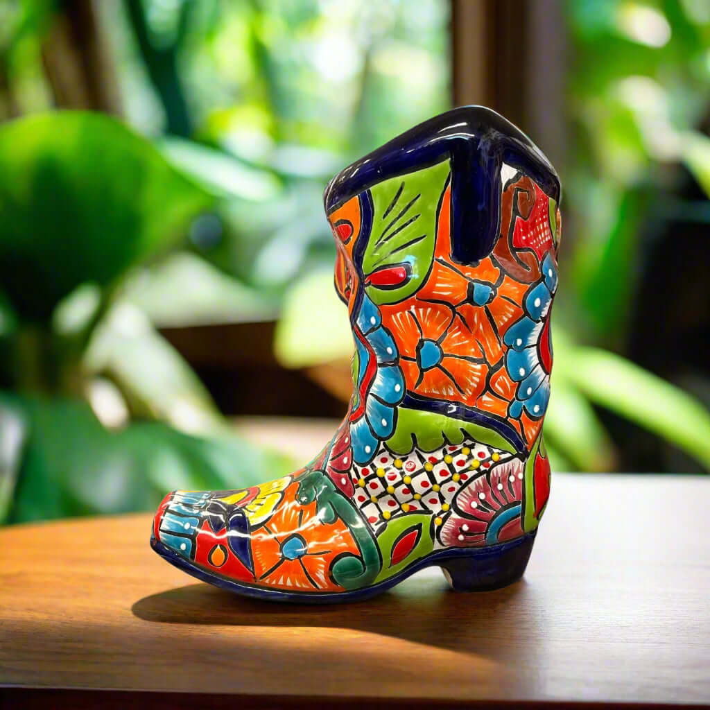 Colorful Boot Planter Handmade Talavera Pot - - Talavera Planter