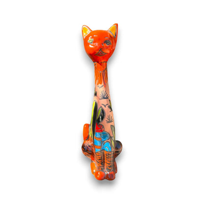 Mexican Handmade Talavera Cat Statue Cultural Artwork - - Talavera Statue