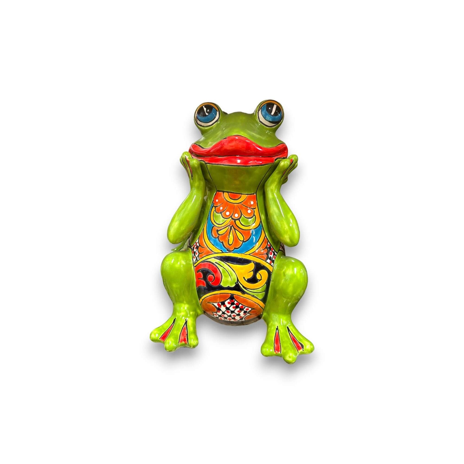 Talavera Frog Statue Vibrant Hand-Painted Mexican Ceramic Art - - Talavera Statue