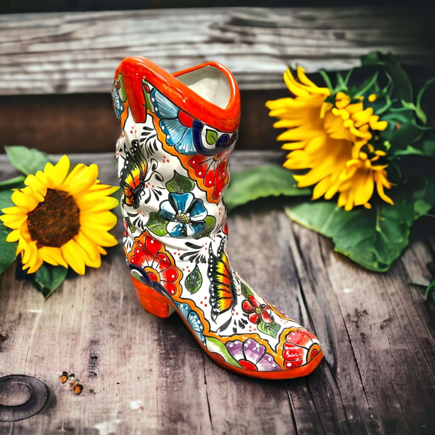 Colorful Boot Planter Handmade Talavera Pot - - Talavera Planter